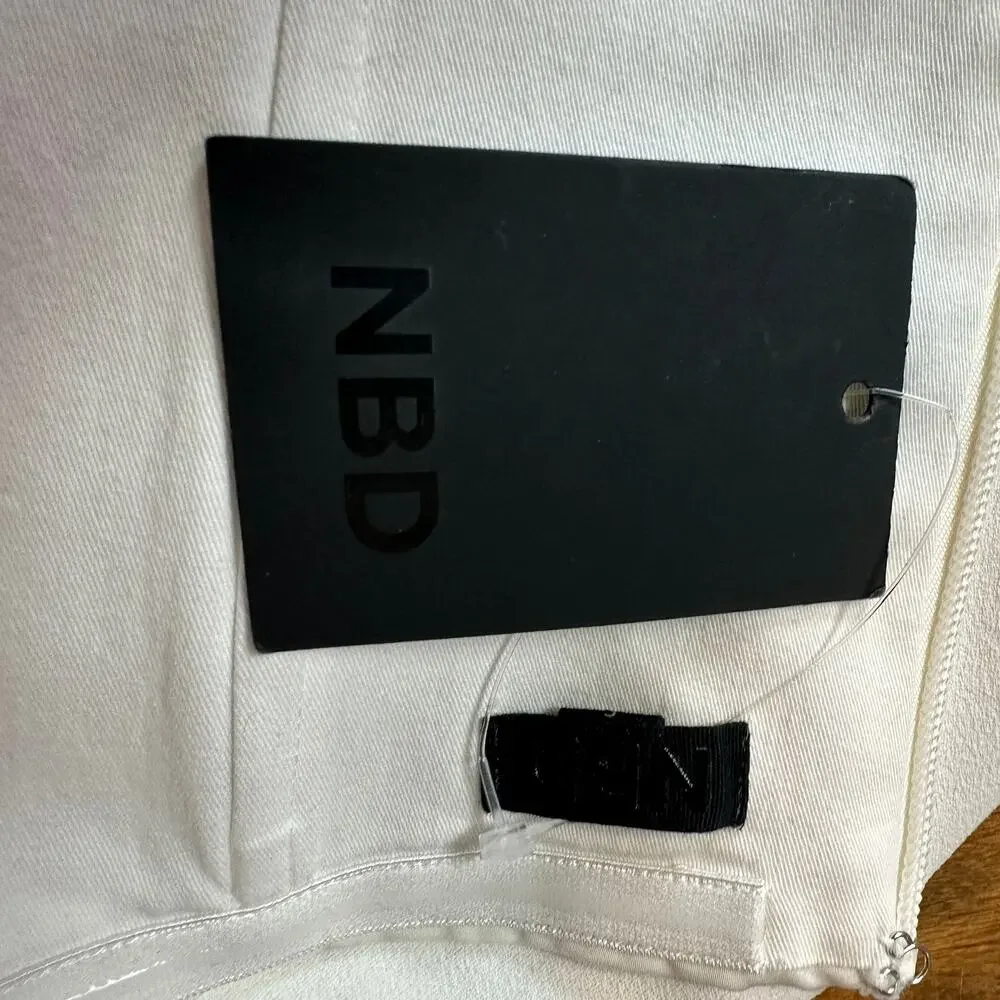 NBD White Strapless Jumpsuit SMALL Wide Leg Bustier Cocktail Designer $238 NEW - Picture 7 of 8